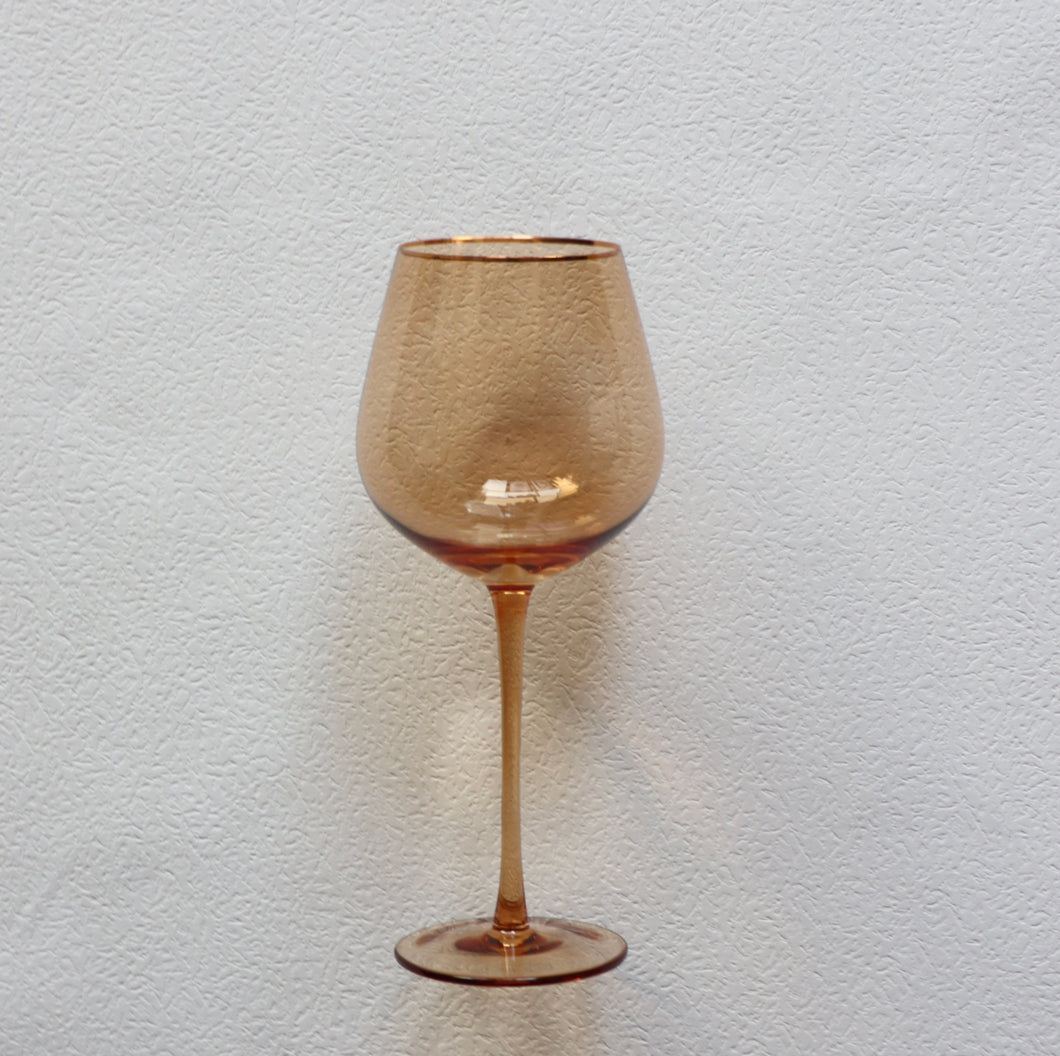 VD-P27-AM - Platinum, Amber with  Gold Rim, Wine Glass, 27 oz