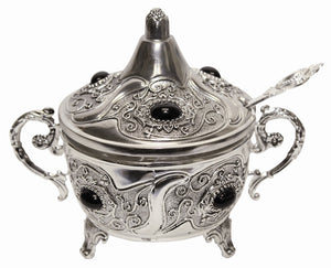 Silver Plated Honey Dish with Spoon