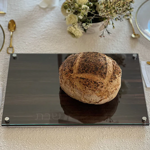 J-CBP-WD Lucite & Glass Wood Look Challah Board