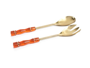 IN-6333 Resin and Gold Metal Server Set- Orange