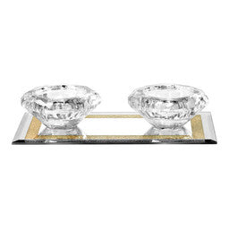 J-CTLH-2-GD Crystal Tealights Holder with Tray