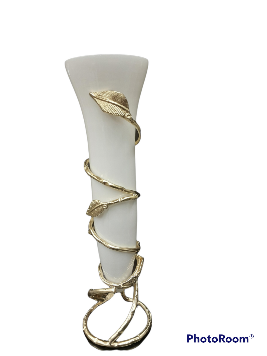 CCF949WH Gold Leaf Vase with White Insert