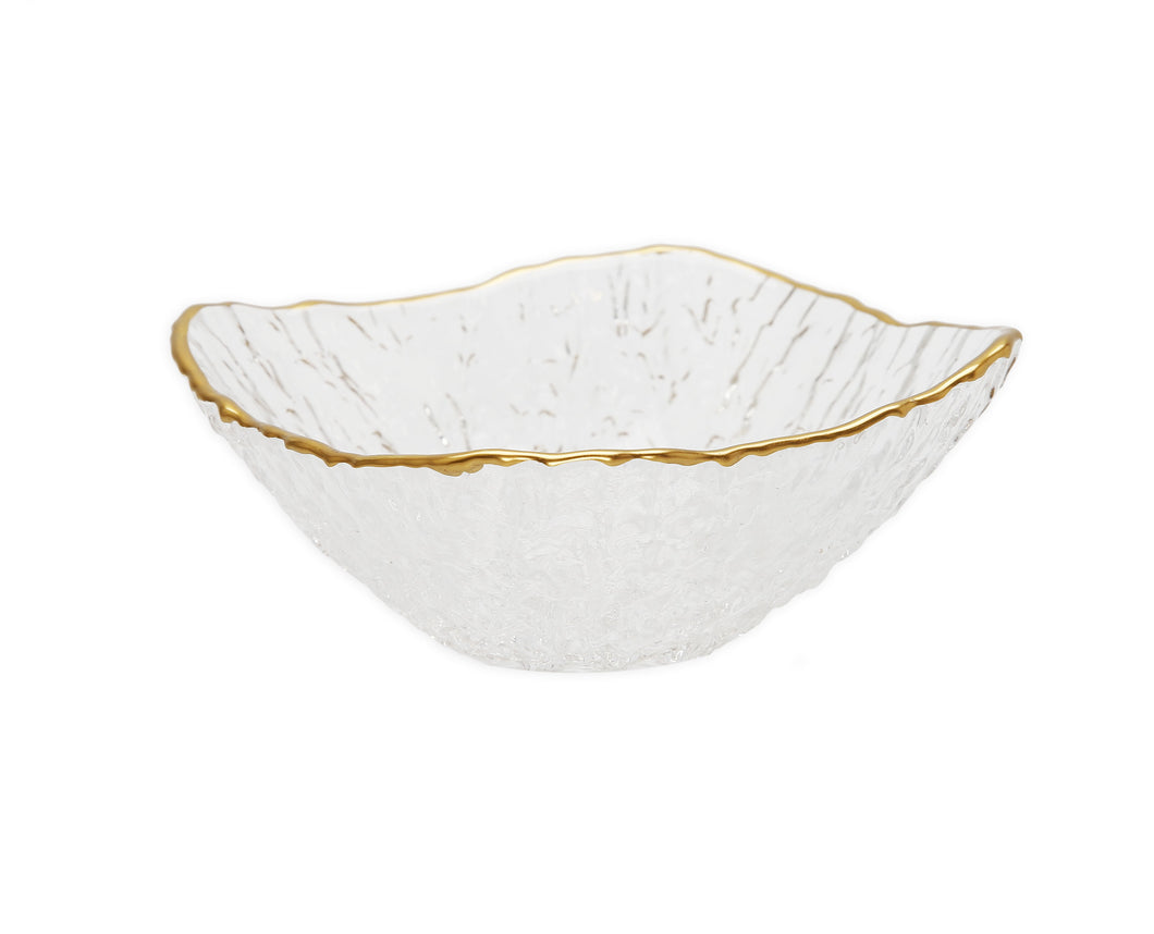 CB2525 Crushed Glass Square Soup Bowls with Gold