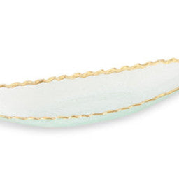 GT2145 Glass Oval Tray With Gold Edge