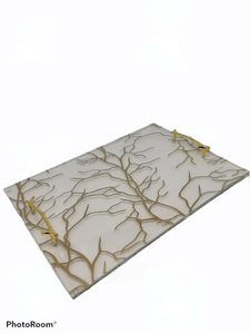 Challah Board With Gold Handles clear