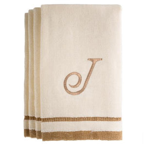 J - Cotton velour monogram towel - Ivory