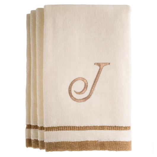 J - Cotton velour monogram towel - Ivory