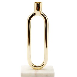 TCH3496 Gold Loop Taper Candle Holder on Marble Base - 11.75