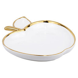 J-HDAS-WHT-GD Apple Shaped Dish White