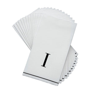 14 PK White and Black Guest Paper Napkins  - Letter I