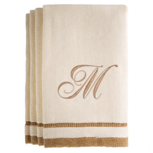 M - Cotton velour monogram towel - Ivory