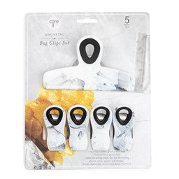 5pc Signature Bag Clips - White Marble (1 large + 4 small)