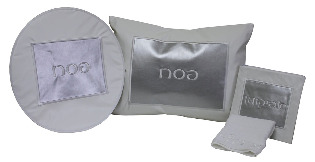 PSV104 Pesach Set Vinyl - 4 Pc -  Silver Square - Includes Pillow Case 25x20