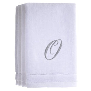 O - Cotton velour monogram towel - White