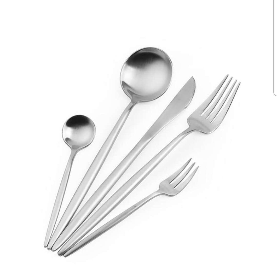 FSLM-1805-S TAJ Designs Moderna Flatware Silver Service For 4