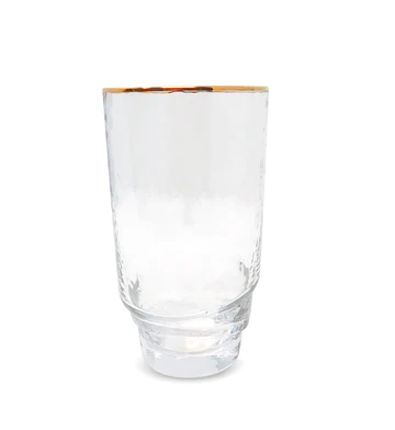 VHB3777 Highball Glasses with Design on Bottom and Gold Rim