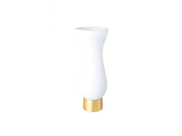 CRV823W White Glass Vase with Gold Base - 4.5