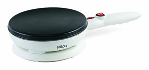 Salton Cordless Electric Crepe Maker With Bonus Batter Dish and Spatula with Non-Stick Cooking Surface, Automatic Temperature Control for 7.5" Crepes and Tortillas, Recipes Included, White