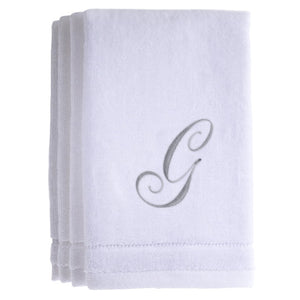 G - Cotton velour monogram towel - White