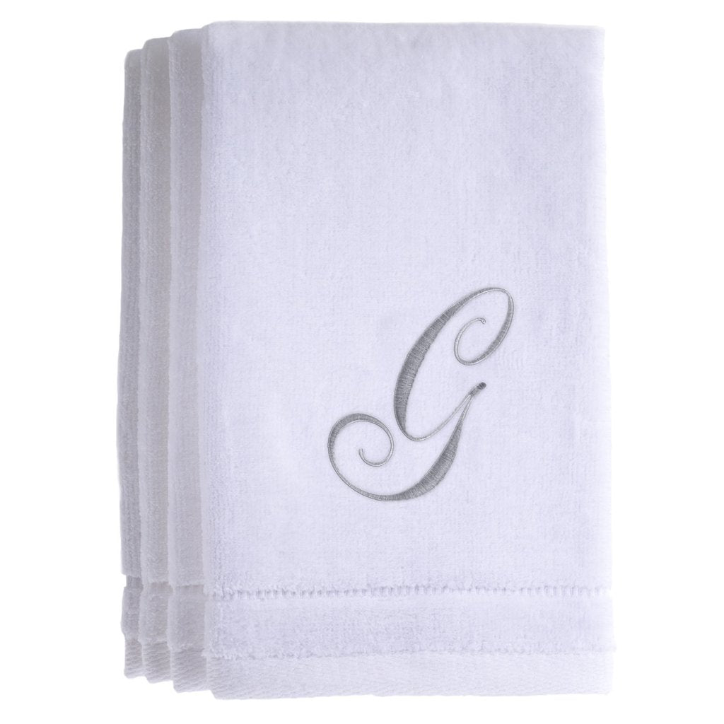 G - Cotton velour monogram towel - White