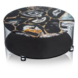 PE-MB-AG-3 Matzah Box - Black & Gold Agate - 13.5"