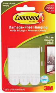 COMMAND-PICT HANG STRIP-MED -3SETS