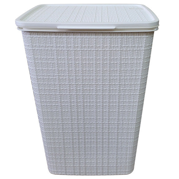1663 White Plastic Laundry Basket, White