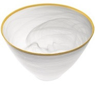 P237G - 6" White Alabaster Gold Rim Bowl