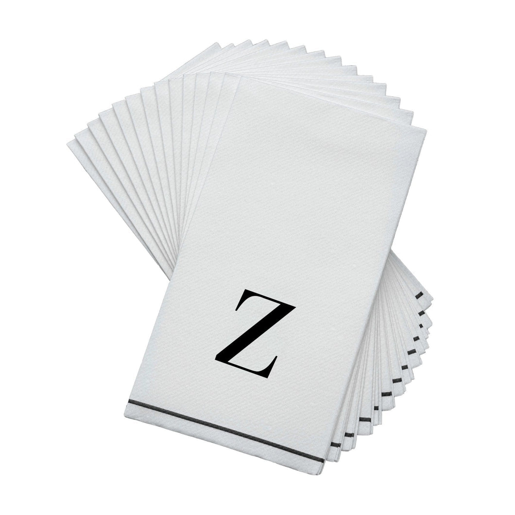 14 PK White and Black Guest Paper Napkins  - Letter Z