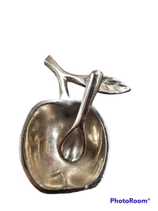 Open Mini Apple Honey Dish Silver