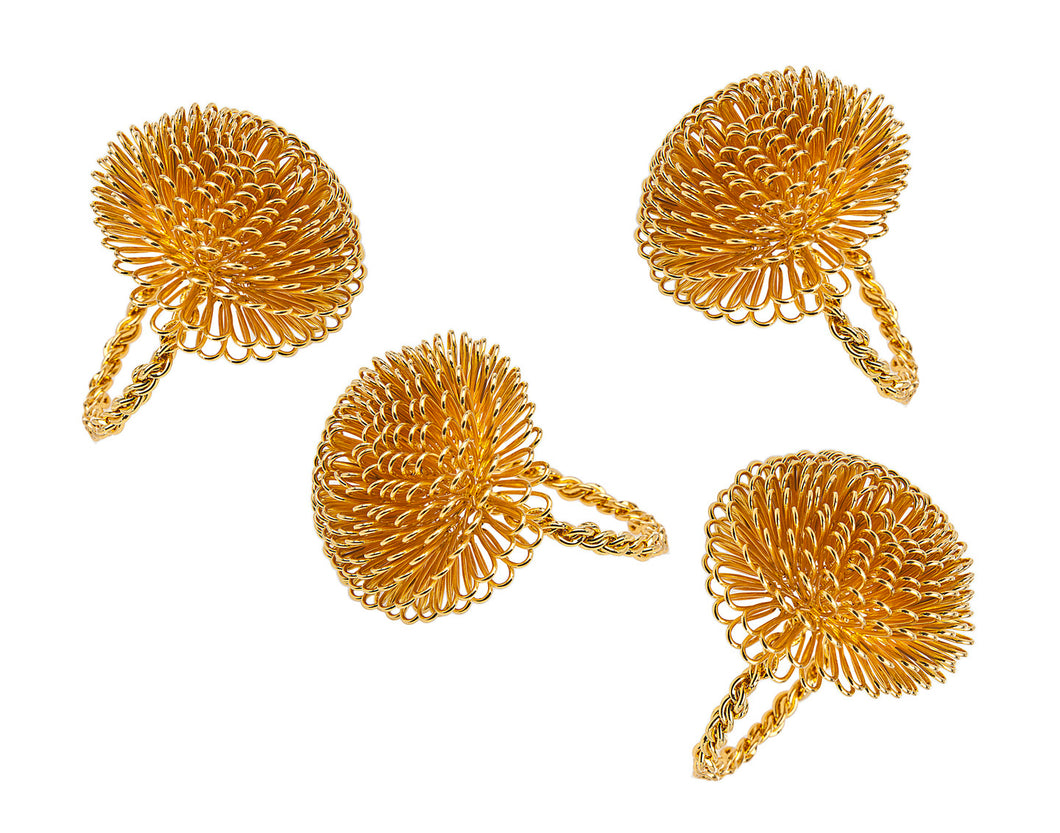 55109  S/4 Gold Aster Napkin Rings