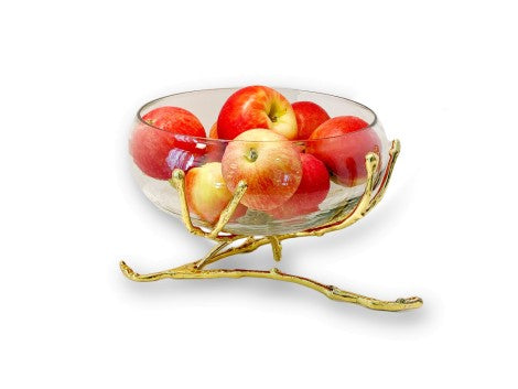 LRB2179 Glass Bowl with Gold Twig Base - 1