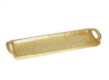 GD2543 Textured Gold Oblong Tray with Handles - 14