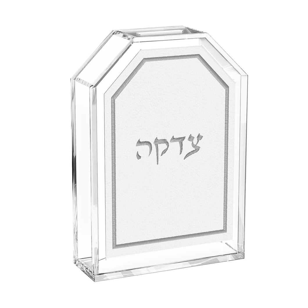 TFTZL01WS Leatherite Tzedakah Box - Silver