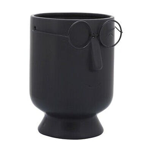 16717-01 W/ GLASSES VASE, BLACK