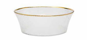 CB3667 Pebbled Glass Bowl Raised Rim with Gold Border