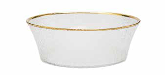 CB3667 Pebbled Glass Bowl Raised Rim with Gold Border