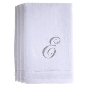 E - Cotton velour monogram towel - White