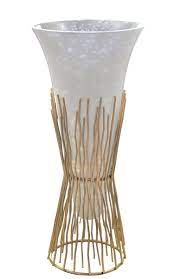 GRV3532 Opaque Glass Vase on Gold Twig Base