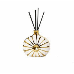 VD3694 Round Gold and White Ruffled Diffuser