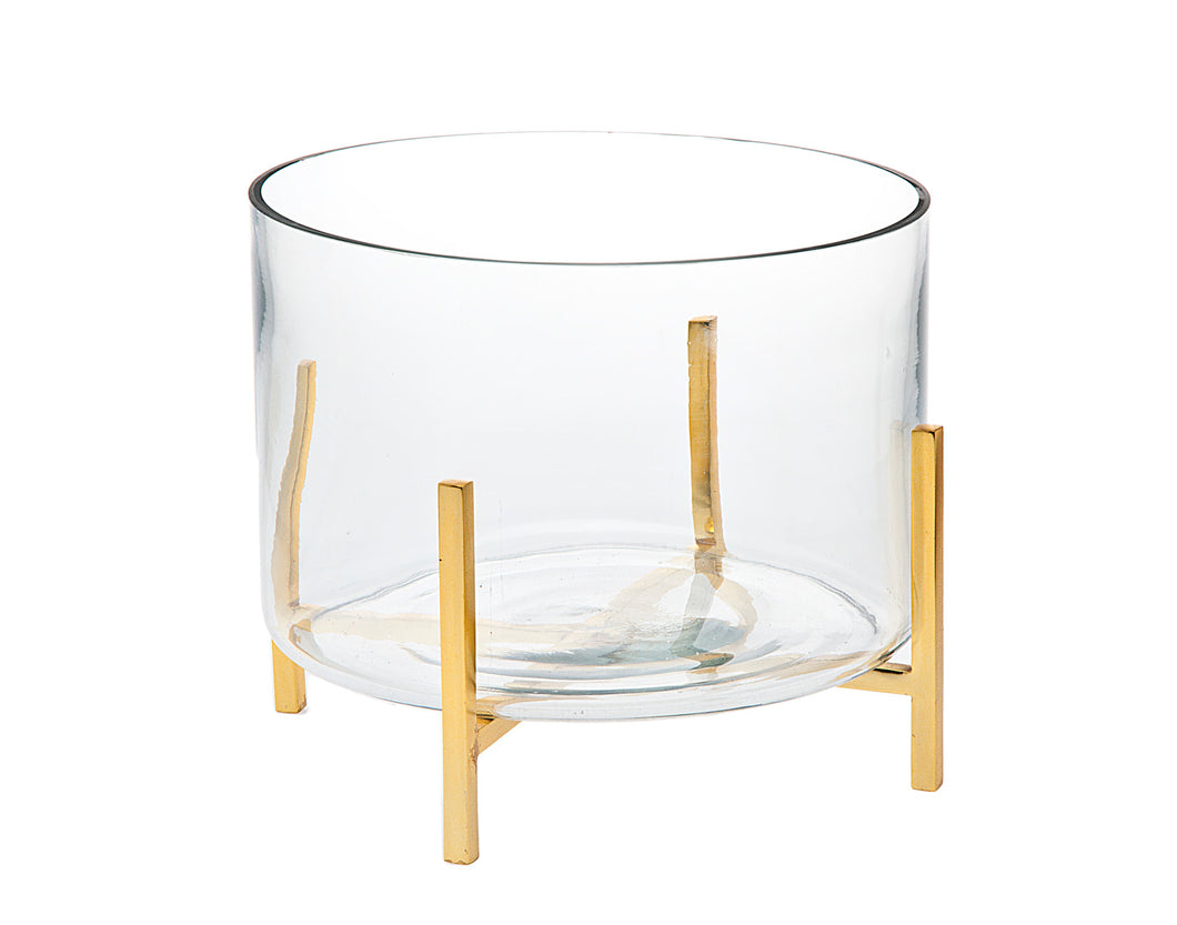 33651 GOLD SQ WIRE GLASS SALAD BOWL