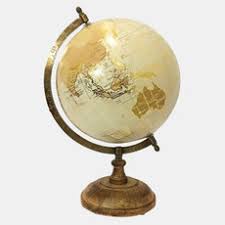 18484 PLASTIC, 13" DECORATIVE GLOBE, GOLD