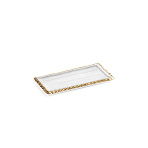 CH-5767 TEXTURED RECTANGULAR TRAY W/ JAGGED GOLD RIM -9