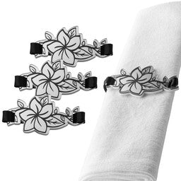 NW-FL-S Napkin Wrap - Floral Silver - Set of 4