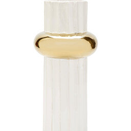 WV2576 Short White Ripple Design Vase with Gold Ring 12