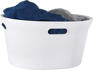 35 L Ribbed Laundry Basket, White