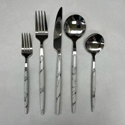 Osaka Flatware Marble White Service For 4