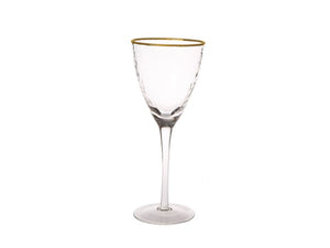 WAG854 Hammered Wine Glass with Gold Rim