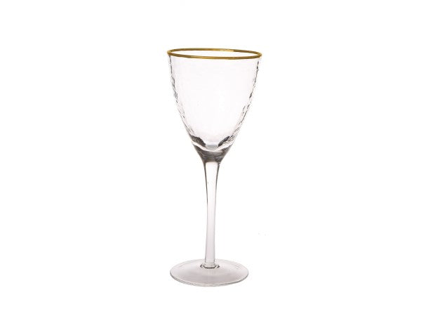 WAG854 Hammered Wine Glass with Gold Rim