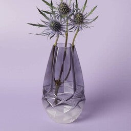 Faceted Frosted Vase Smoke